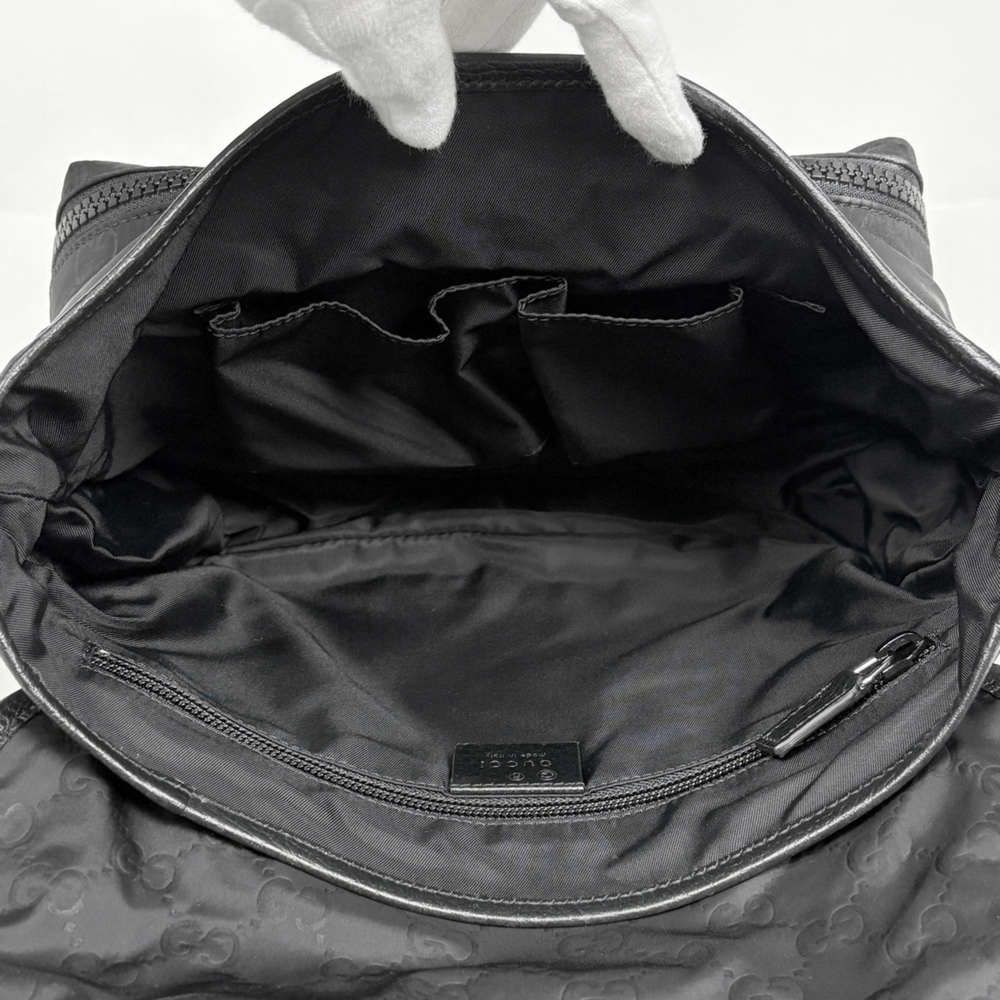 Gucci GG pattern shoulder bag, messenger nylon, black, 510335, women's. - Picture 7 of 7